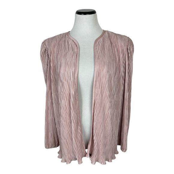 Vintage Patra 1980s Pink Pleated Open Front Blazer Lined Shoulder Pads Size 13 - Picture 1 of 8